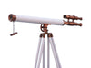 Hampton Nautical 65-Inch Floor Standing Antique Copper with White Leather Griffith Astro Telescope