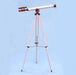 Hampton Nautical 65-Inch Floor Standing Antique Copper with White Leather Griffith Astro Telescope Mounted on Tripod