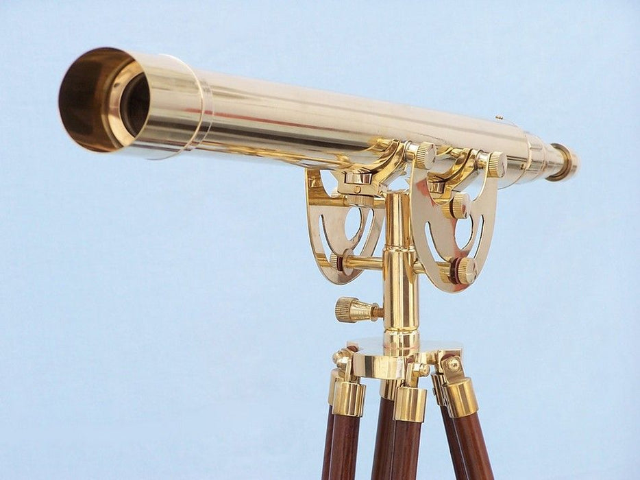 Hampton Nautical 65-Inch Floor Standing Brass Anchormaster Telescope Body Objective Lens