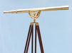 Hampton Nautical 65-Inch Floor Standing Brass Anchormaster Telescope Body on Tripod Side Profile Right