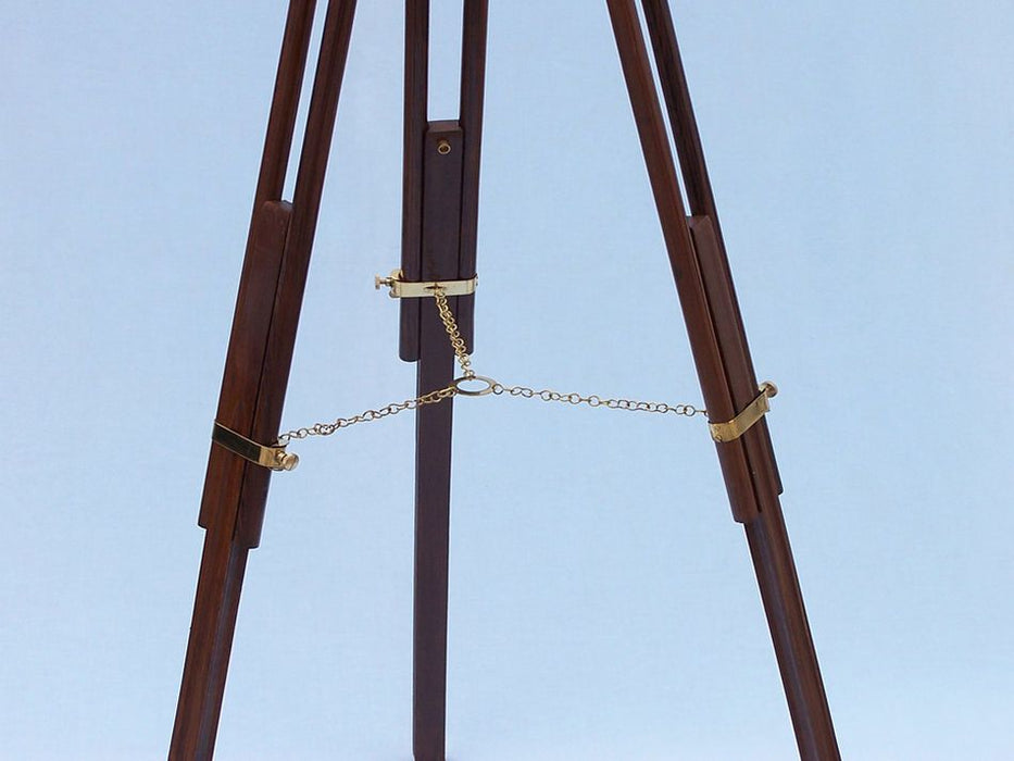 Hampton Nautical 65-Inch Floor Standing Brass/Leather Galileo Telescope Tripod Legs with Chain