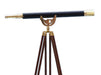 Hampton Nautical 65-Inch Floor Standing Brass and Leather Anchormaster Telescope
