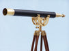 Hampton Nautical 65-Inch Floor Standing Brass and Leather Anchormaster Telescope on Tripod Body