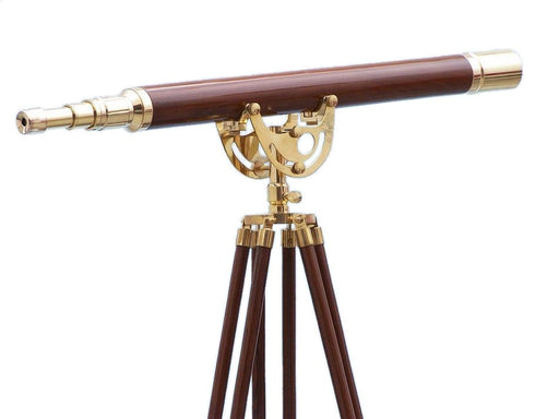 Hampton Nautical 65-Inch Floor Standing Brass and Wood Anchormaster Telescope