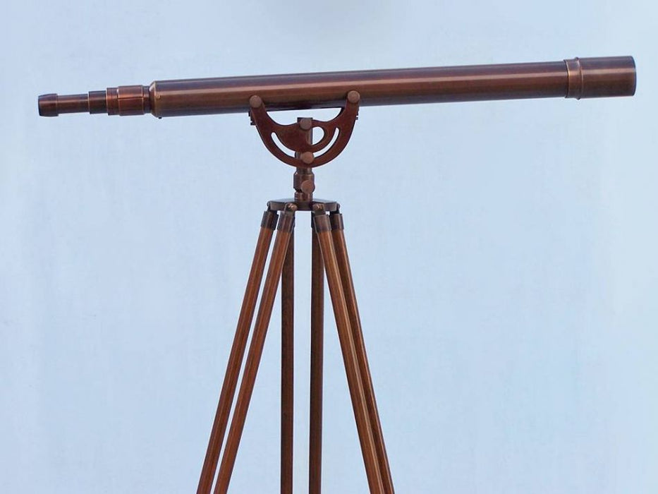 Hampton Nautical 65-Inch Floor Standing Bronzed Anchormaster Telescope Body Side Profile Right