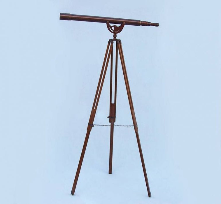 Hampton Nautical 65-Inch Floor Standing Bronzed Anchormaster Telescope Mounted on Tripod with Extended Legs