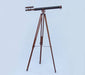 Hampton Nautical 65-Inch Floor Standing Bronzed with Leather Griffith Astro Telescope Body Mounted on Tripod with Extended Legs and Chain