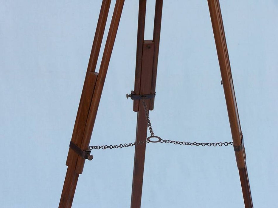 Hampton Nautical 65-Inch Floor Standing Bronzed with Leather Griffith Astro Telescope Tripod Leg Chain