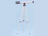 Hampton Nautical 65-Inch Floor Standing Bronzed with White Leather Griffith Astro Telescope Body Mounted on Tripod with Extended Legs and Chain