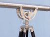 Hampton Nautical 65-Inch Floor Standing Brushed Nickel Anchormaster Telescope Tripod Body Base Left Side Profile