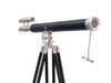 Hampton Nautical 65-Inch Floor Standing Brushed Nickel with Leather Griffith Astro Telescope