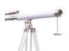 Hampton Nautical 65-Inch Floor Standing Brushed Nickel with White Leather Griffith Astro Telescope