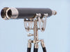 Hampton Nautical 65-Inch Floor Standing Chrome-Leather Anchormaster Telescope Body Objective Lens