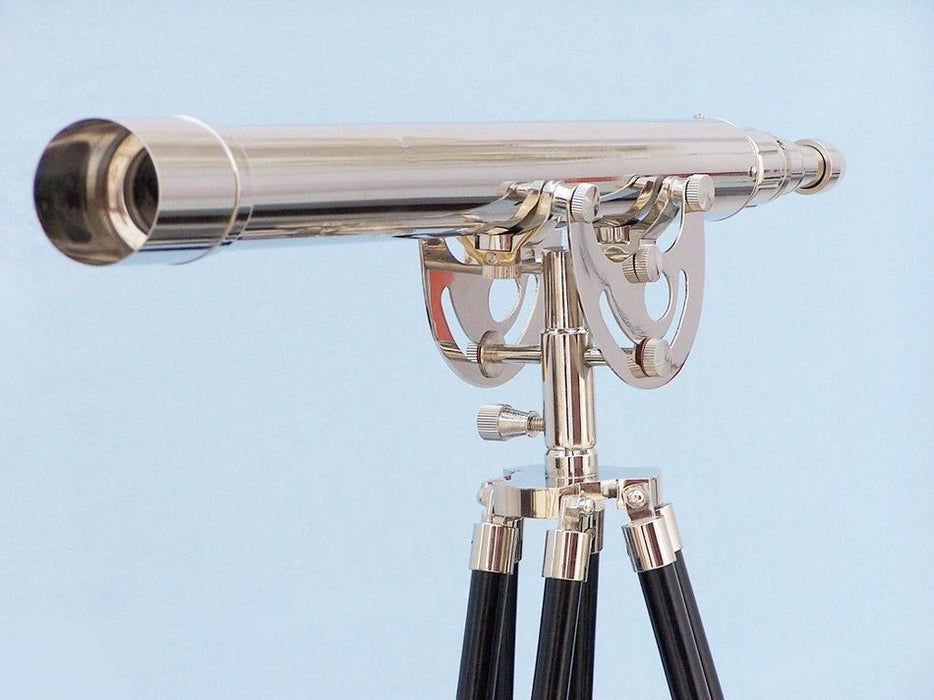Hampton Nautical 65-Inch Floor Standing Chrome Anchormaster Telescope Body Objective Lens Front Profile