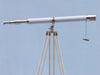 Hampton Nautical 65-Inch Floor Standing Chrome & White Leather Galileo Telescope Body Side Profile Right