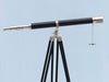 Hampton Nautical 65-Inch Floor Standing Chrome and Leather Galileo Telescope Mounted on Tripod