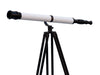 Hampton Nautical 65-Inch Floor Standing Oil-Rubbed Bronze-White Leather With Black Stand Galileo Telescope