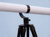 Hampton Nautical 65-Inch Floor Standing Oil-Rubbed Bronze-White Leather With Black Stand Galileo Telescope Tripod Body Left Profile