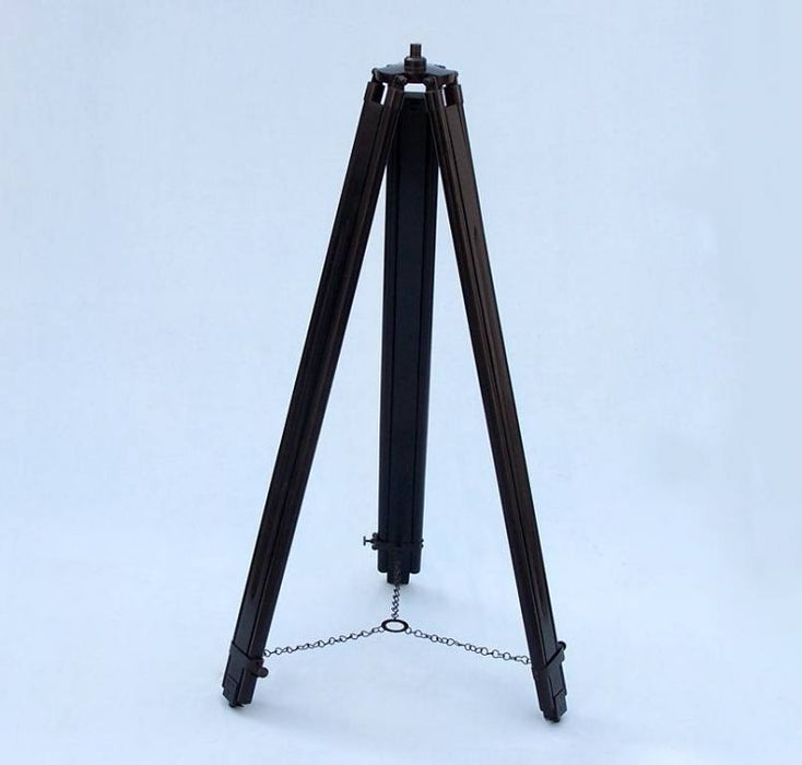 Hampton Nautical 65-Inch Floor Standing Oil-Rubbed Bronze White Leather With Black Stand Griffith Astro Telescope Tripod Legs and Chain