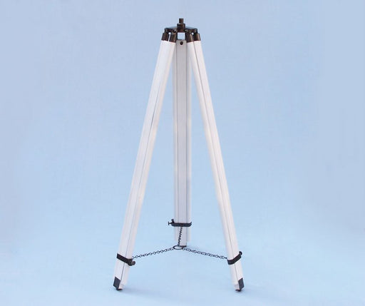 Hampton Nautical 65-Inch Floor Standing Oil-Rubbed Bronze and White Leather Anchormaster Telescope Tripod Legs with Chain