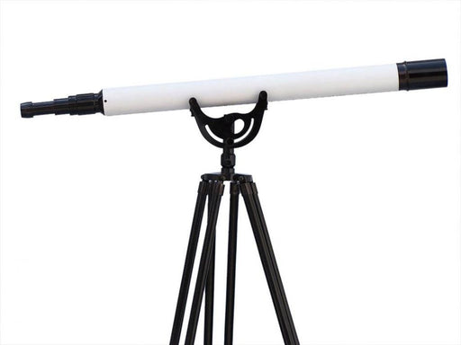 Hampton Nautical 65-Inch Floor Standing Oil-Rubbed Bronzed-White Leather with Black Stand Anchormaster Telescope