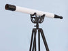 Hampton Nautical 65-Inch Floor Standing Oil-Rubbed Bronzed-White Leather with Black Stand Anchormaster Telescope Body