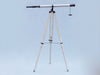 Hampton Nautical 65-Inch Floor Standing Oil Rubbed Bronze and White Leather Galileo Telescope Mounted on Tripod
