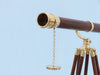 Hampton Nautical 65-inch Floor Standing Brass and Wood Galileo Telescope Objective Lens and Cap