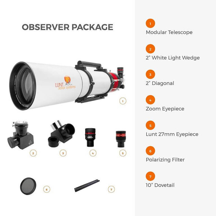 Lunt 130mm Solar Telescope Observer Package Inclusions