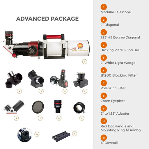 Lunt 80mm Modular Telescope Advanced Package Inclusions