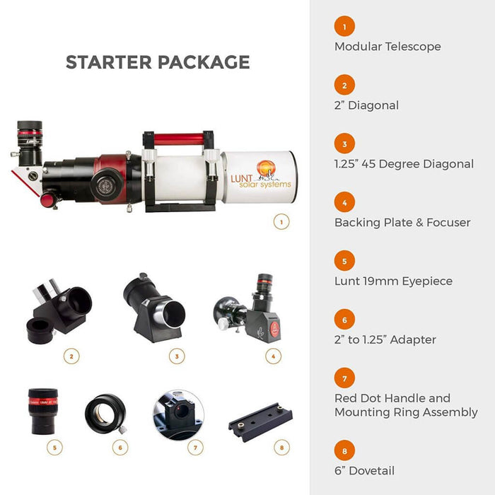 Lunt 80mm Modular Telescope Starter Package Inclusions