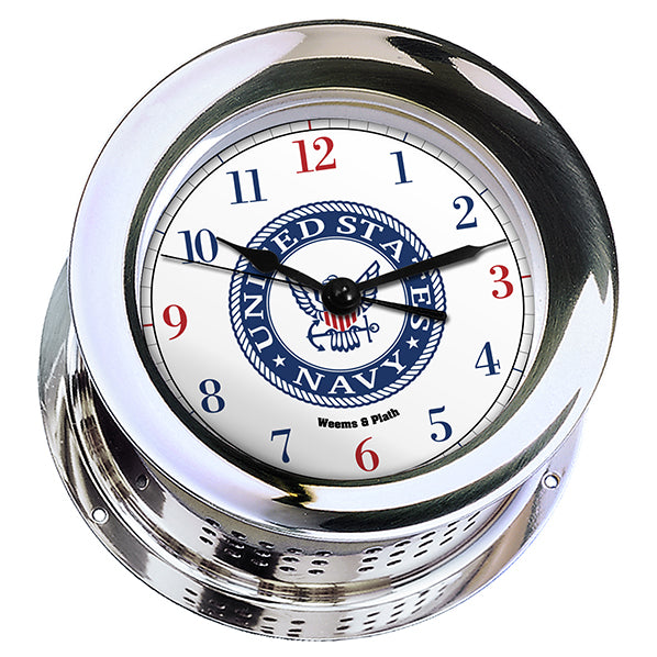 Weems & Plath U.S. Navy Chrome Plated Atlantis Quartz Clock - #9 Emblem
