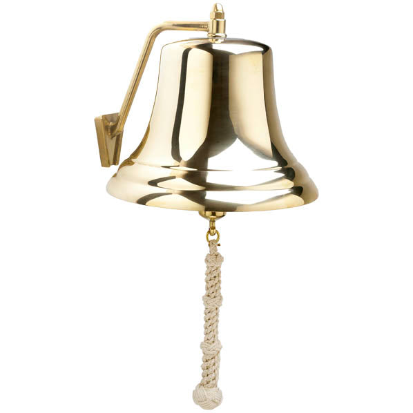 Weems & Plath 12-Inch Brass Bell with White Monkey's Fist Lanyard