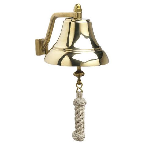 Weems & Plath 6-Inch Brass Bell with Off-White Monkey's Fist Lanyard