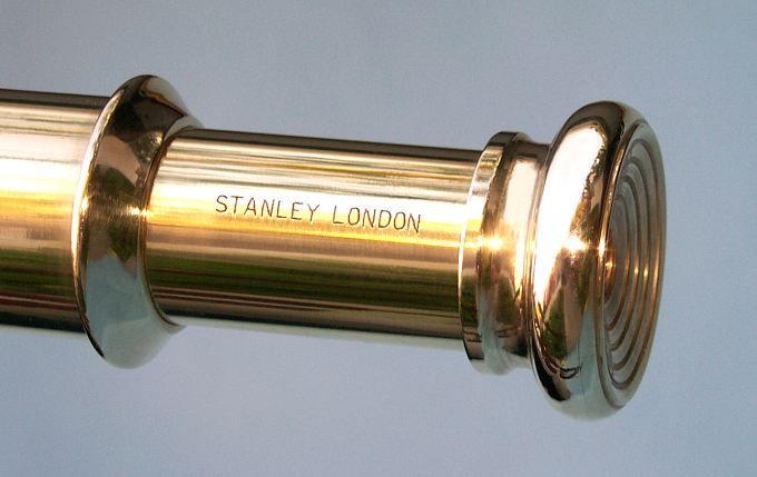 Stanley London 42mm Engravable Polished Brass Harbormaster Telescope w/ Hardwood Tripod
