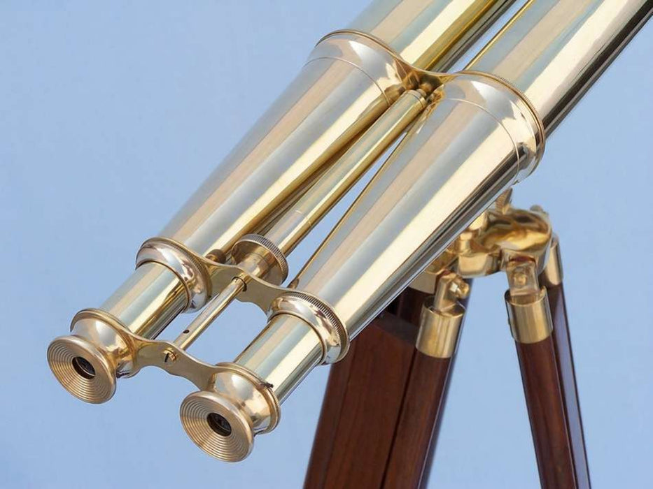 Hampton Nautical 62-inch Floor Standing Admiral's Solid Brass Binoculars