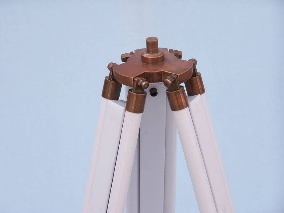 Hampton Nautical 62-inch Floor Standing Admirals Antique Copper With White Leather Binoculars