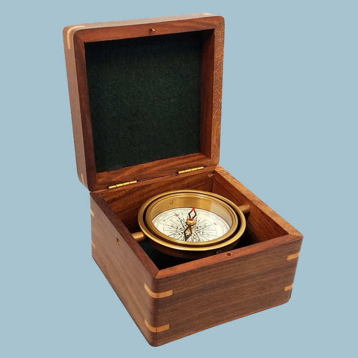 Stanley London Engravable Small Boxed Compass With Inlaid Compass Rose —  Red Carpet Telescopes