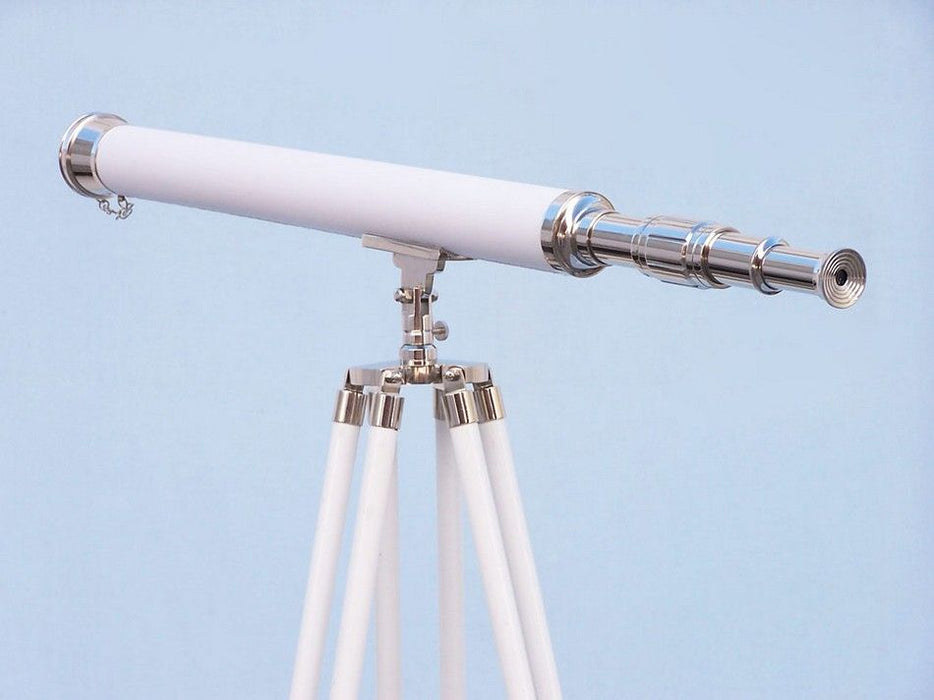Hampton Nautical 60-inch Hampton Collection Chrome with Leather Harbor Master Telescope