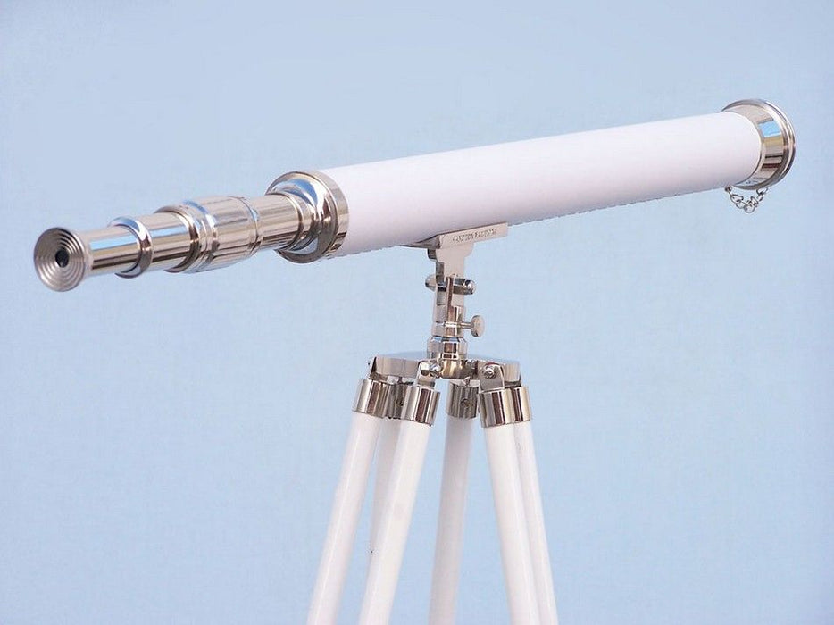 Hampton Nautical 60-inch Hampton Collection Chrome with Leather Harbor Master Telescope