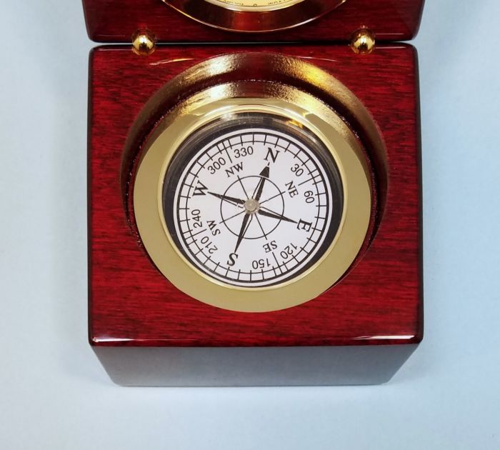 Stanley London Engravable Executive Navigator Desk Clock and Compass