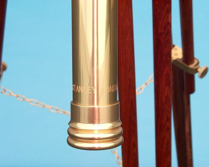 Stanley London 50mm Engravable Premium Brass Harbormaster Telescope w/ Arc Mount Mahogany Tripod