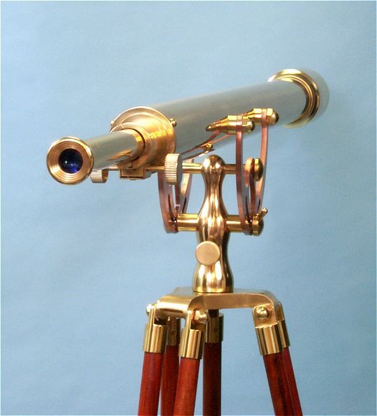 Stanley London 60mm Engravable Brass Harbormaster Telescope w/ Mahogany Tripod