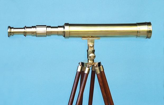 Stanley London 38mm Engravable Polished Brass Harbormaster Brass Telescope w/ Hardwood Tripod