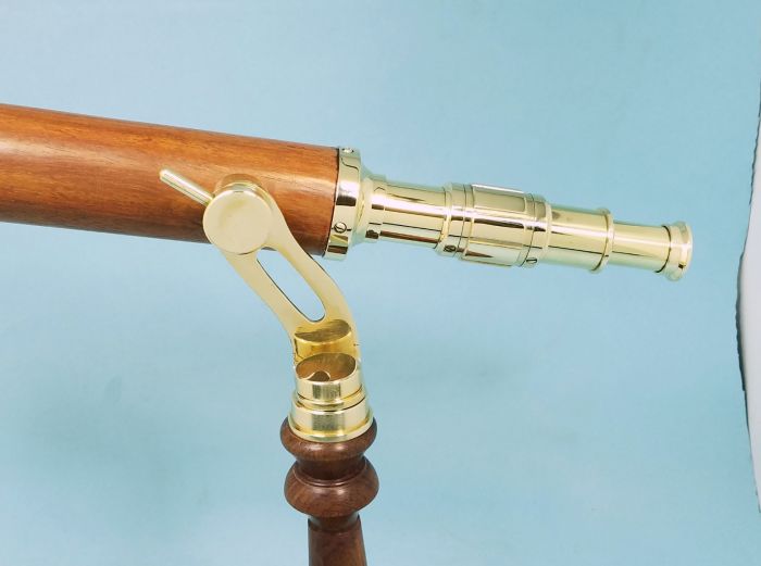 Stanley London 38mm Engravable Hardwood& Polished Brass Desk Telescope